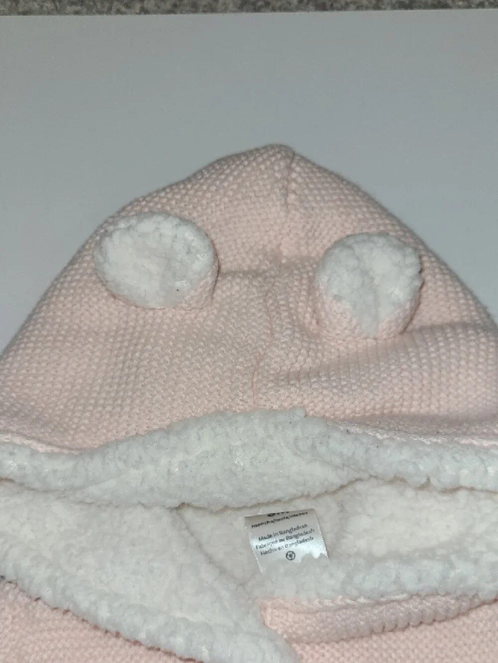 Carter's Light Pink Knit Hooded Jacket with Sherpa Lining Size 6 Months